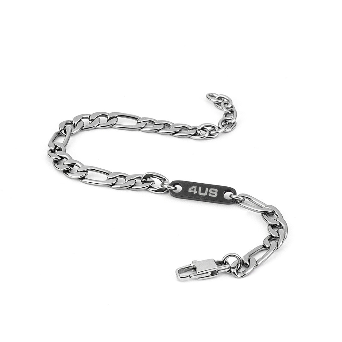 Bracciale Uomo 4US Cesare Paciotti acciaio Bianco con centrale rigido colore PVD nero 4UBR4382