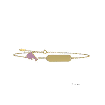 Bracciale Bambina Nanan Oro 9 KT Personalizzabile Delfino Rosa NGLD0097