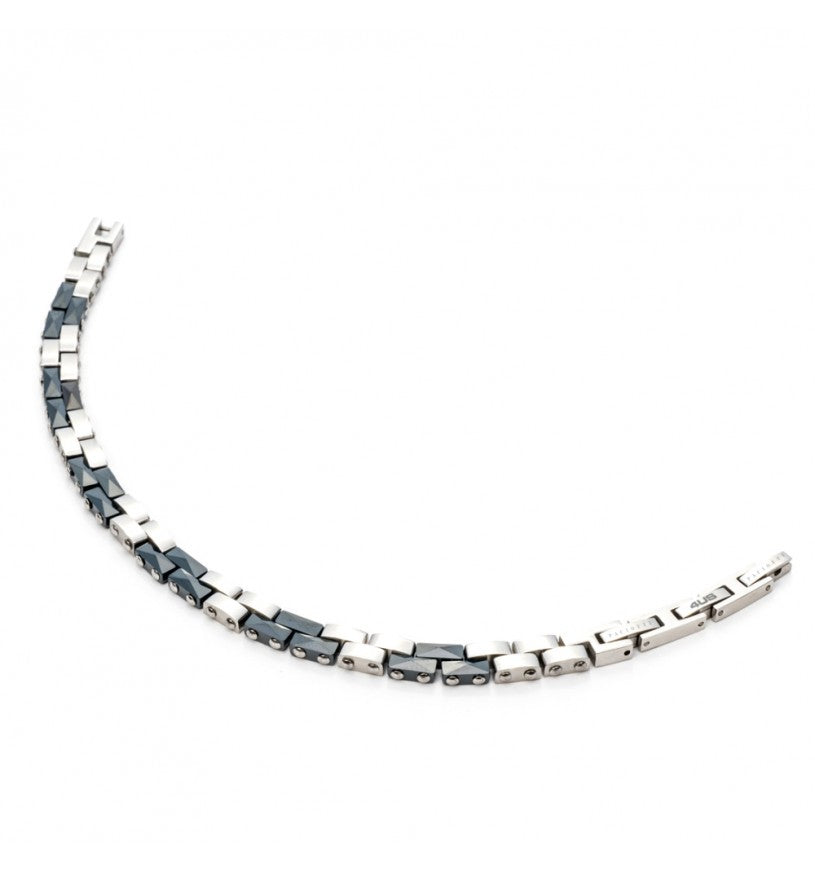 Bracciale Uomo 4US Cesare Paciotti  acciaio con maglie ceramica BLU 4UBR5137