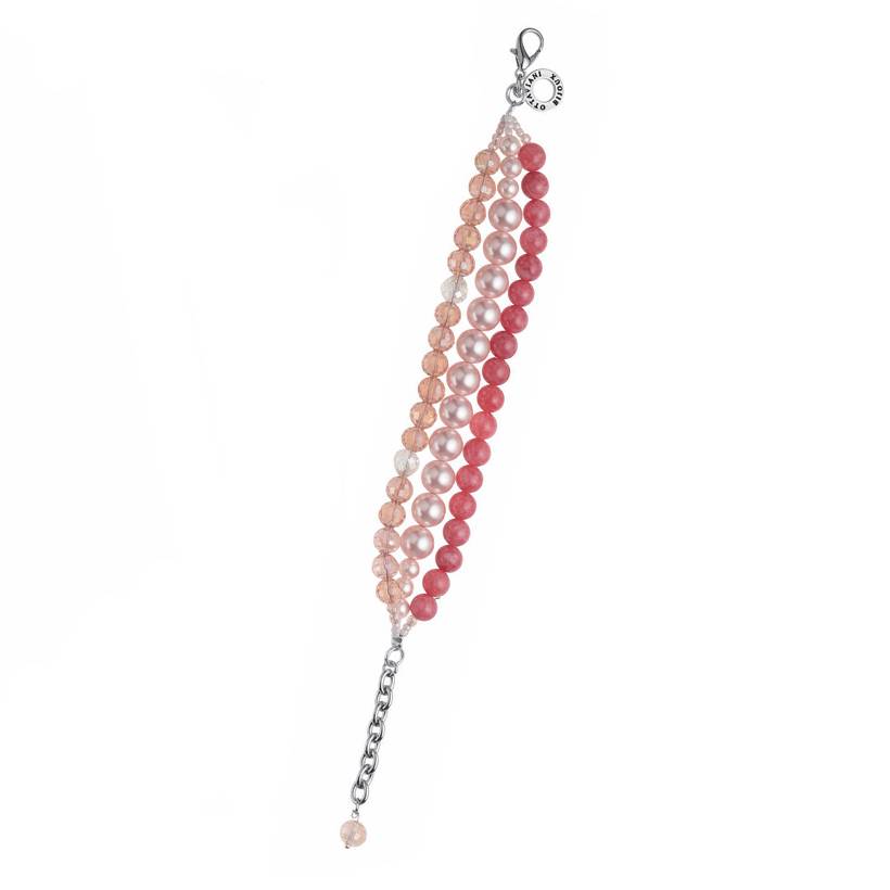 Bracciale Donna Ottaviani Multifilo Cristalli Perle Rosa 501392B