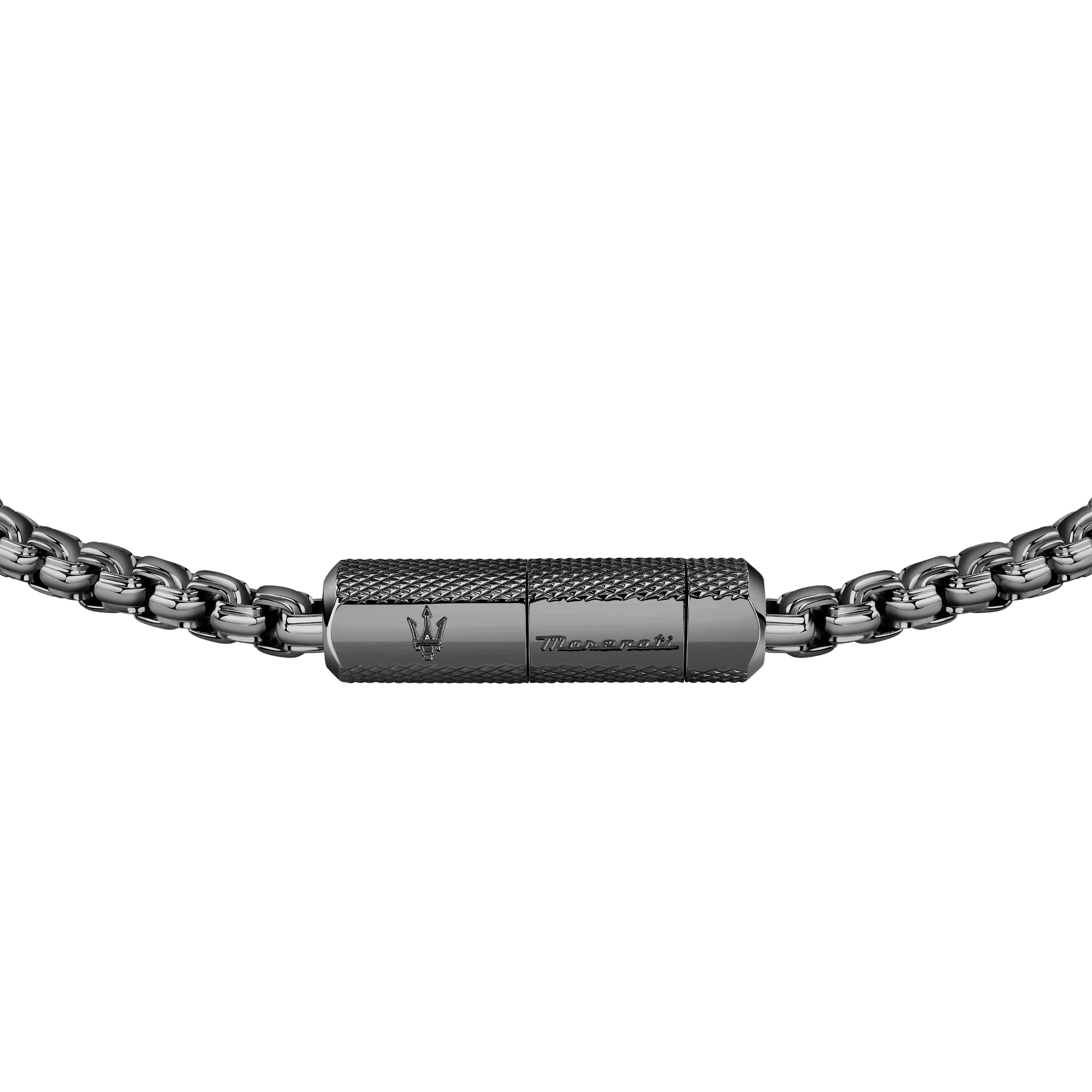 Bracciale Uomo Maserati Acciaio Nero Catena Logo Sfaccettato Calamita JM223ATK23