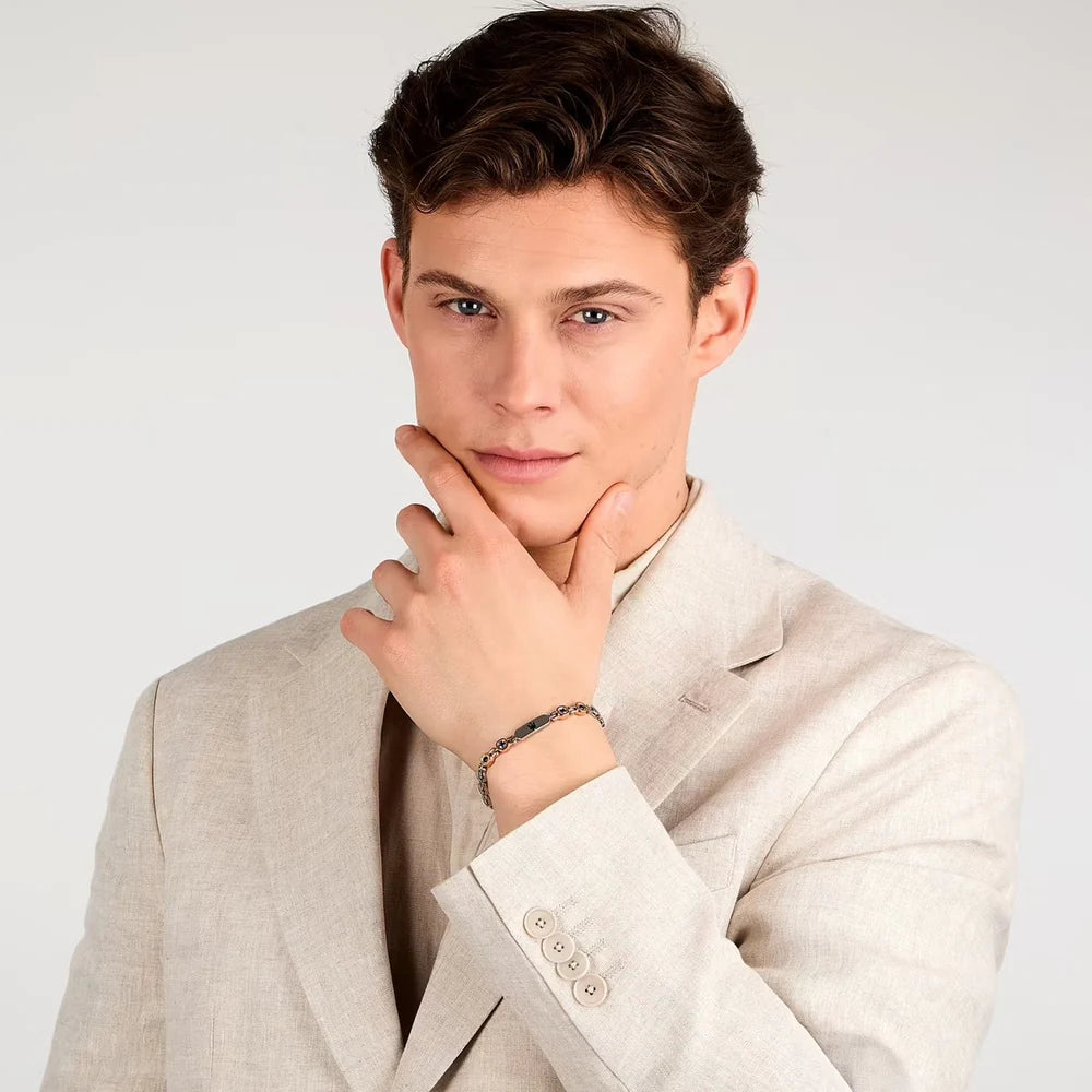 Bracciale Uomo Acciaio Maserati Sapphire Logo Centrale Blu Semirigido JM3335AXO10