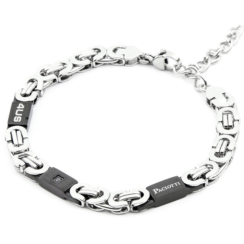 Bracciale Uomo 4US Cesare Paciotti  acciaio con maglie ceramica nera 4UBR4095