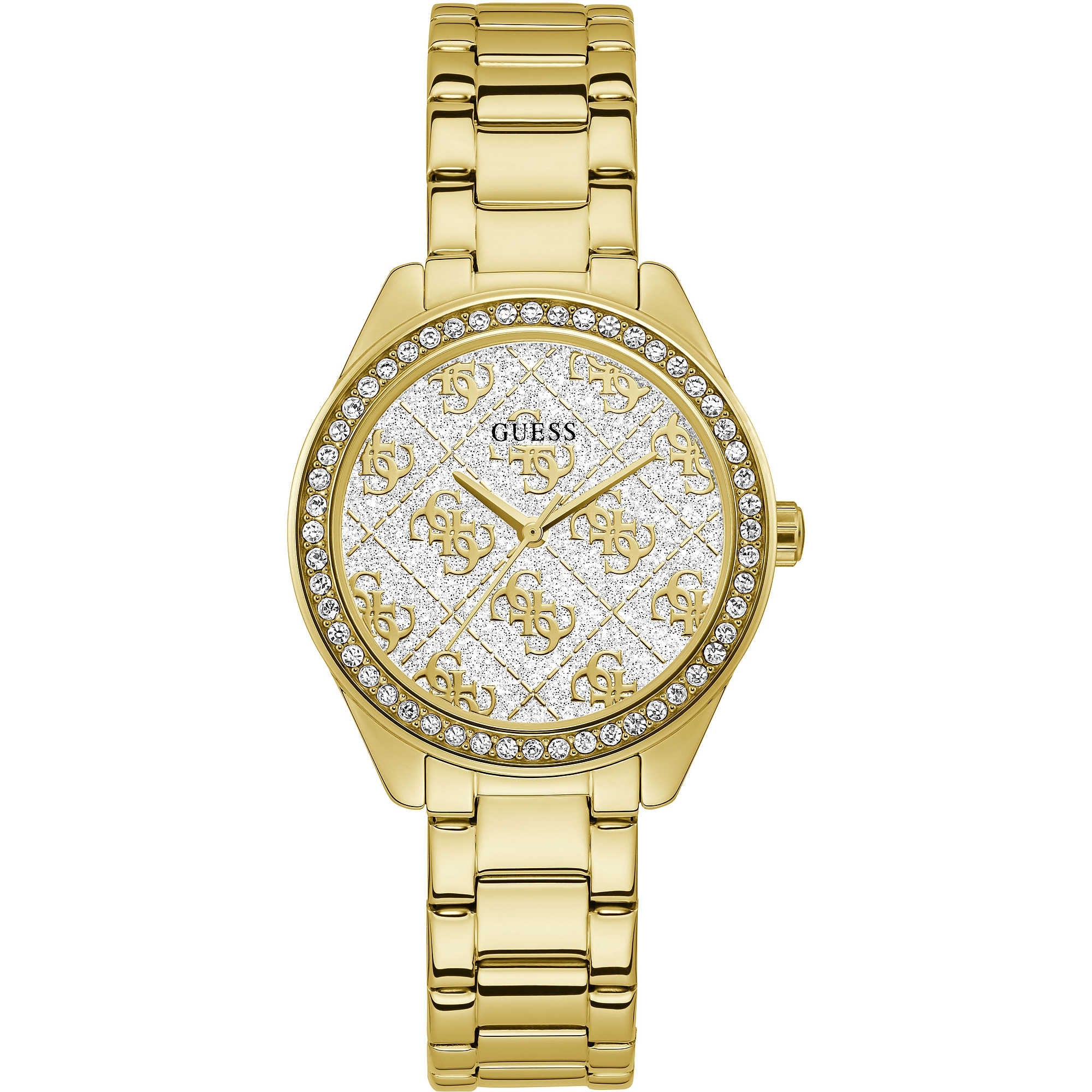 Orologio Donna Guess Quarzo Solo Tempo Acciaio Dorato Zirconi Bianchi GW0001L2