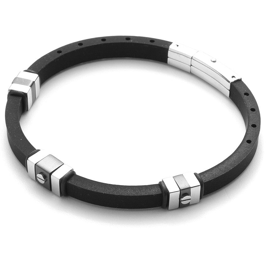 Bracciale Uomo 4US Cesare Paciotti Acciaio E Gomma Nera 4UBR3574
