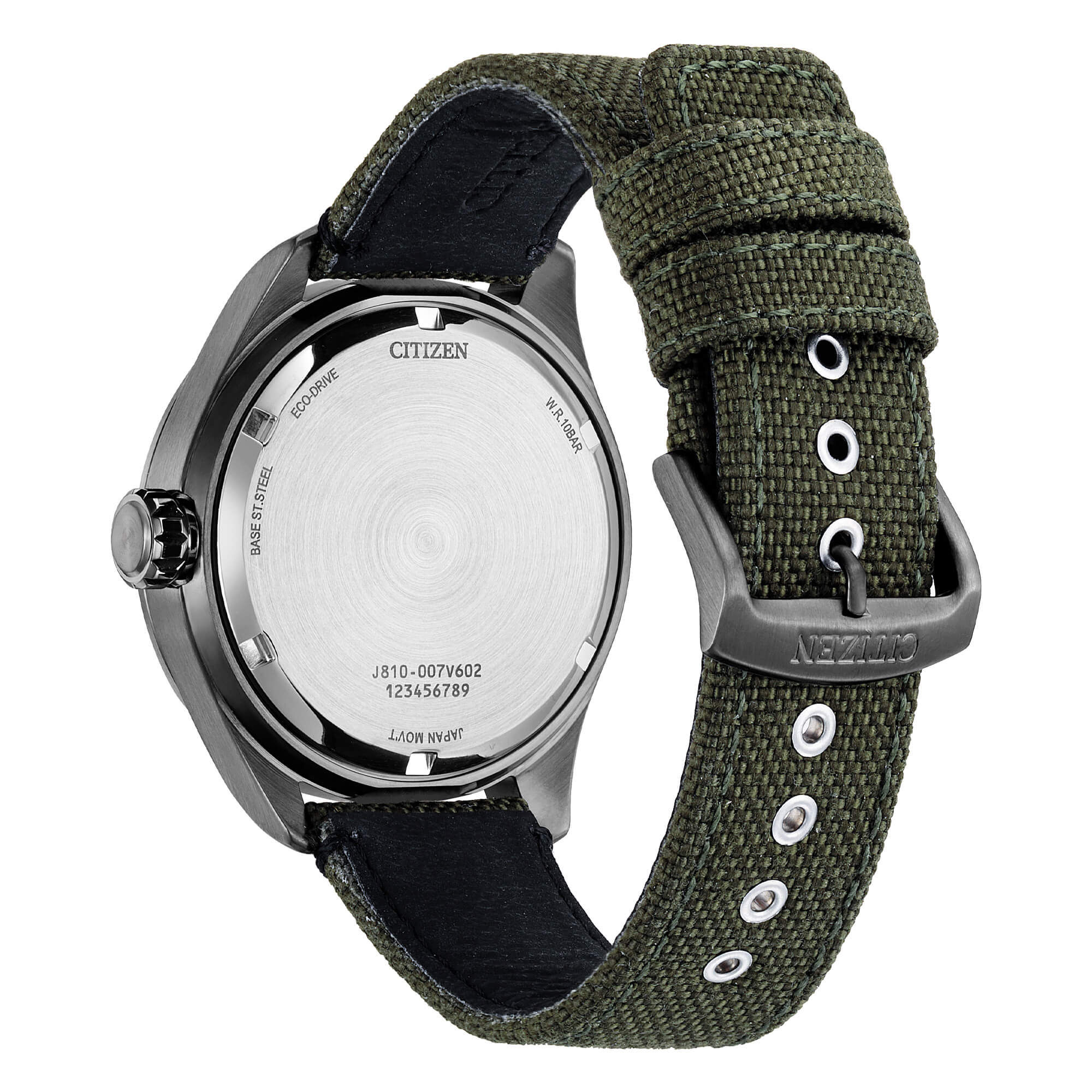 Orologio Uomo Citizen Eco-Drive Military Nero Data Cordura Verde AW1837-11H