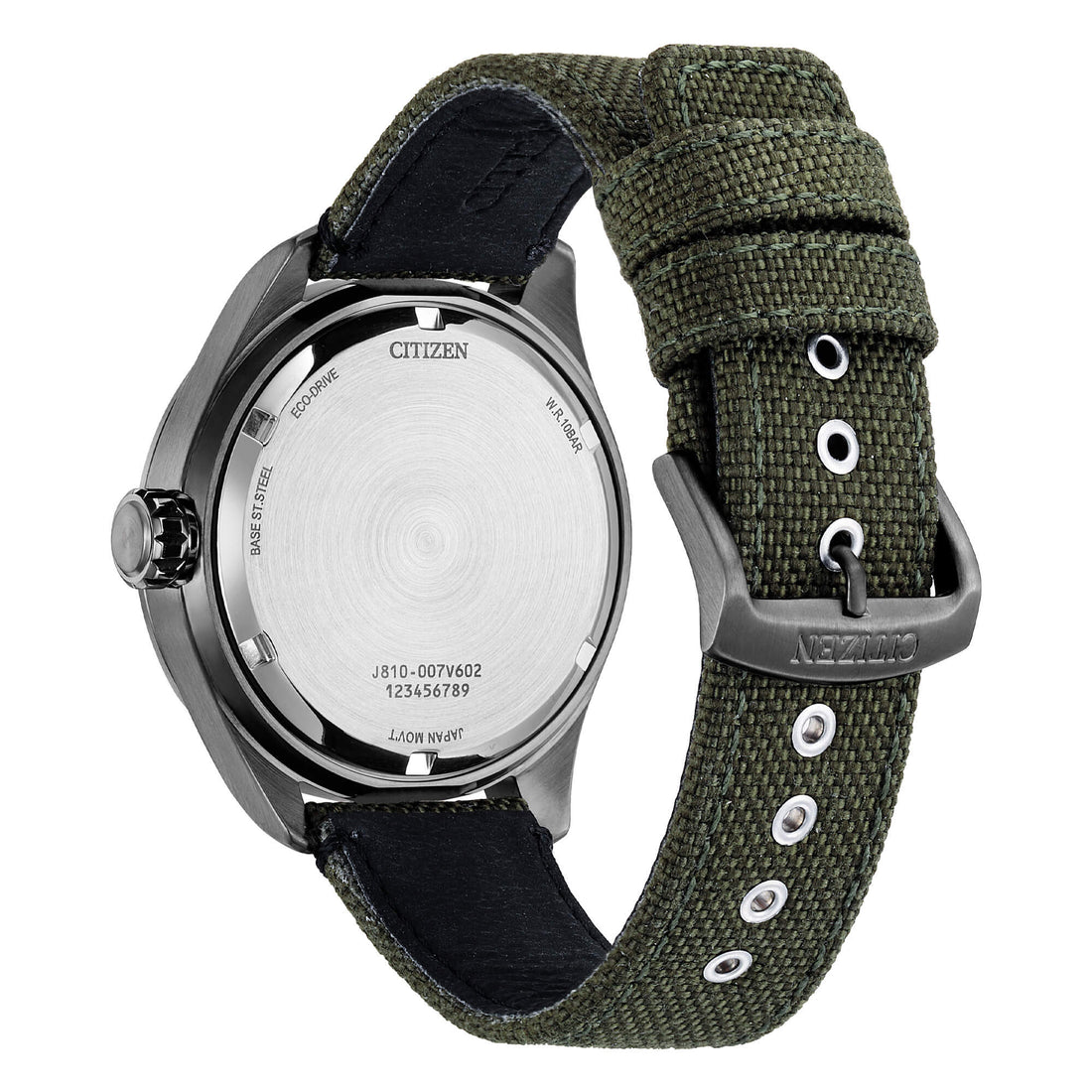 Orologio Uomo Citizen Eco-Drive Military Nero Data Cordura Verde AW1837-11H