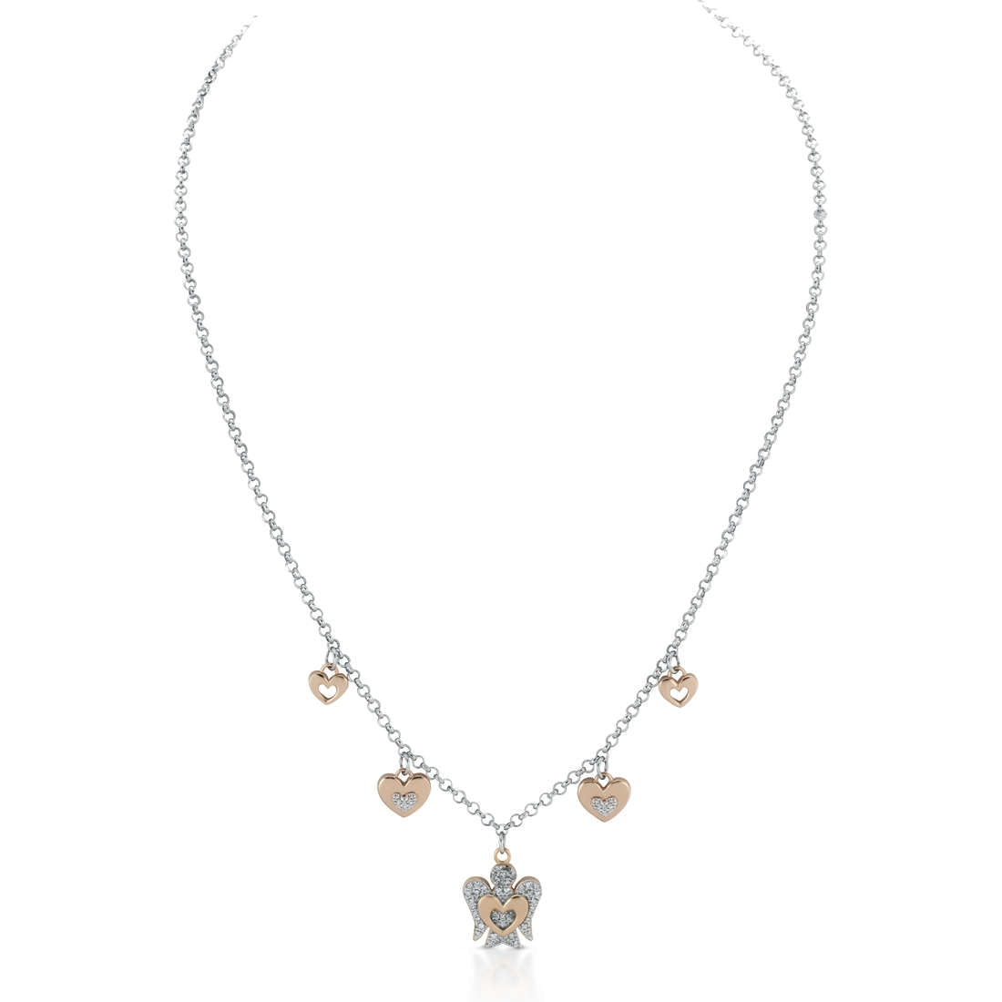 Collana Donna Argento 925 Roberto Giannotti Angeli bicolore Zirconi Bianco Rosè