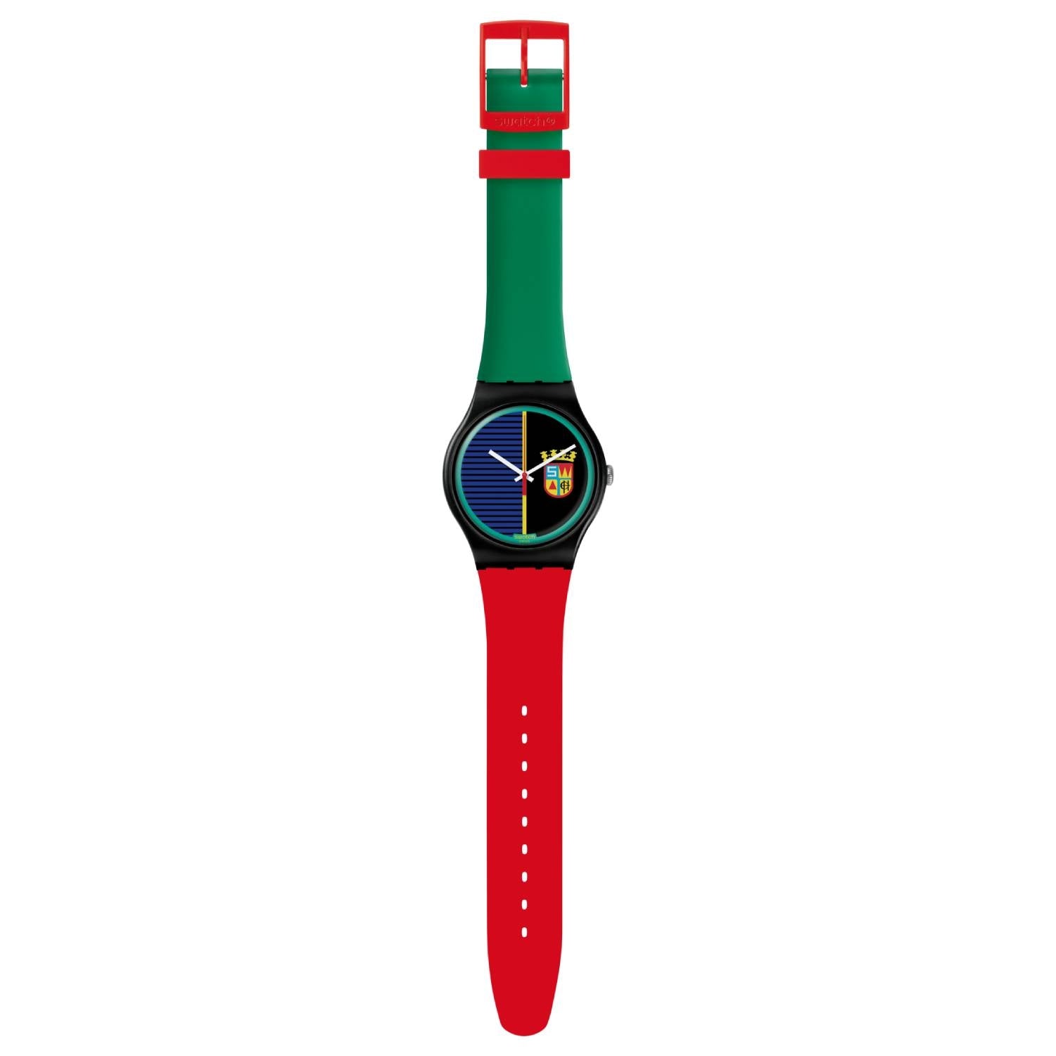 Orologio Uomo Gomma Swatch Quarzo Solo Tempo Rosso Verde Sir Swatch SUOB169