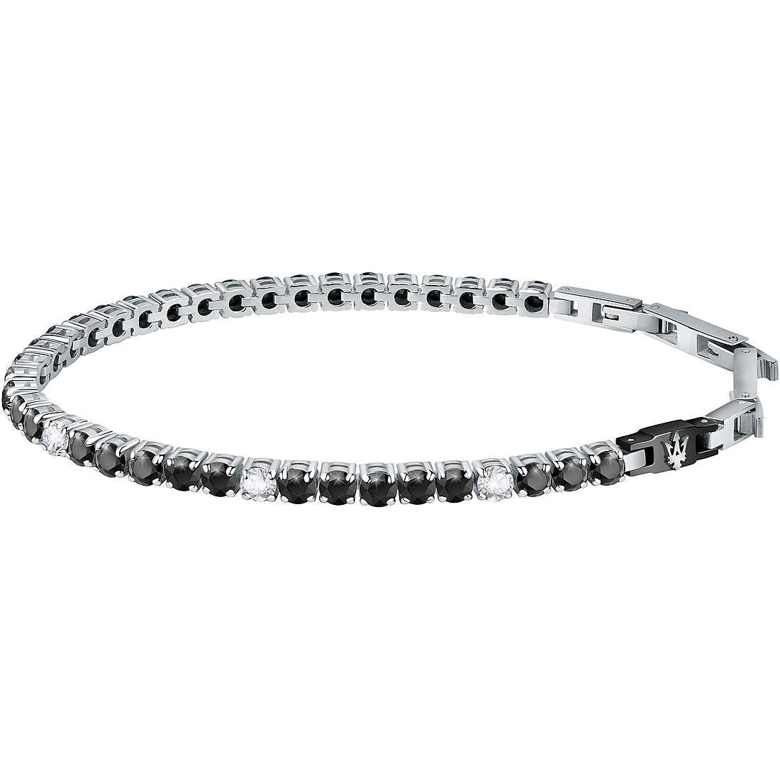 Bracciale Uomo Maserati Acciaio Zirconi Bianchi E Neri  JM222AVC05