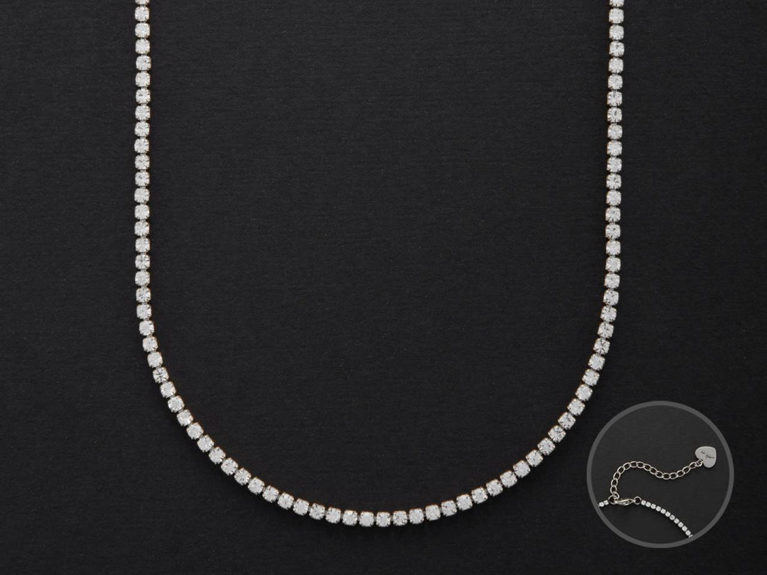 Collana Donna 4US Cesare Paciotti Acciaio Tennis Zirconi Bianchi 4UCL5848W