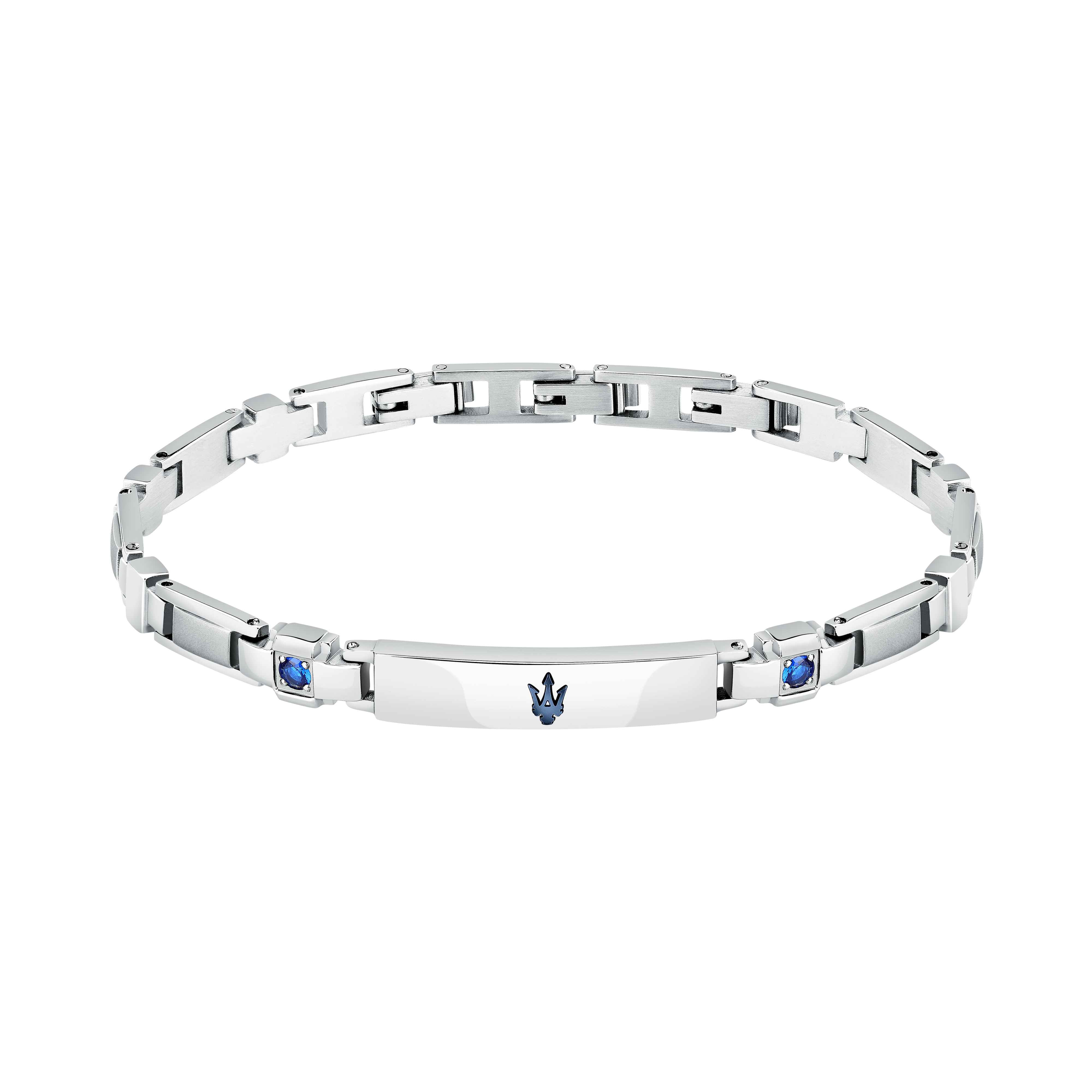 Bracciale Uomo Maserati Acciaio Zirconi Blu Logo Tridente JM224AXO02