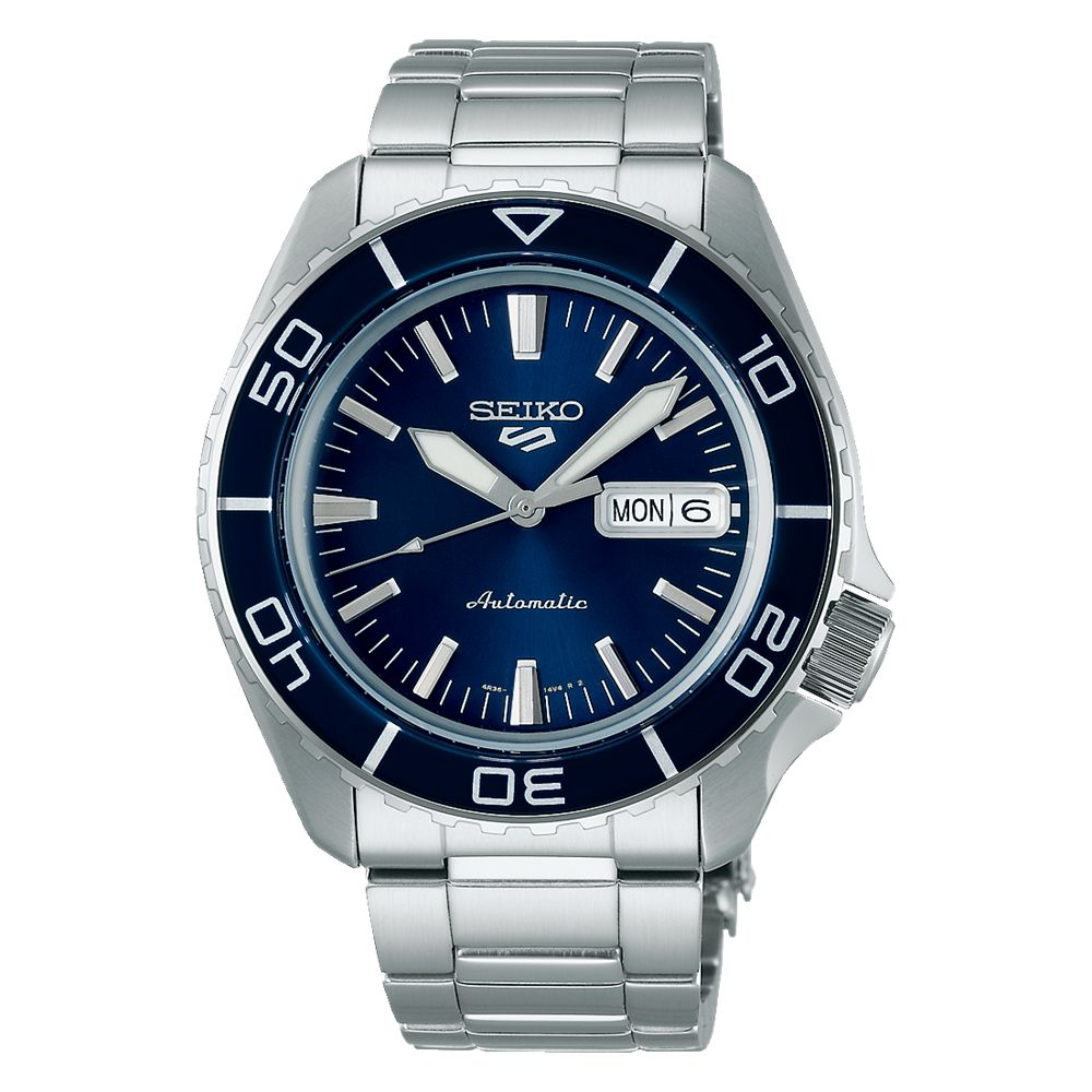 Orologio Uomo Seiko 5 Automatico Blu Acciaio Doppia Data SRPK97K1