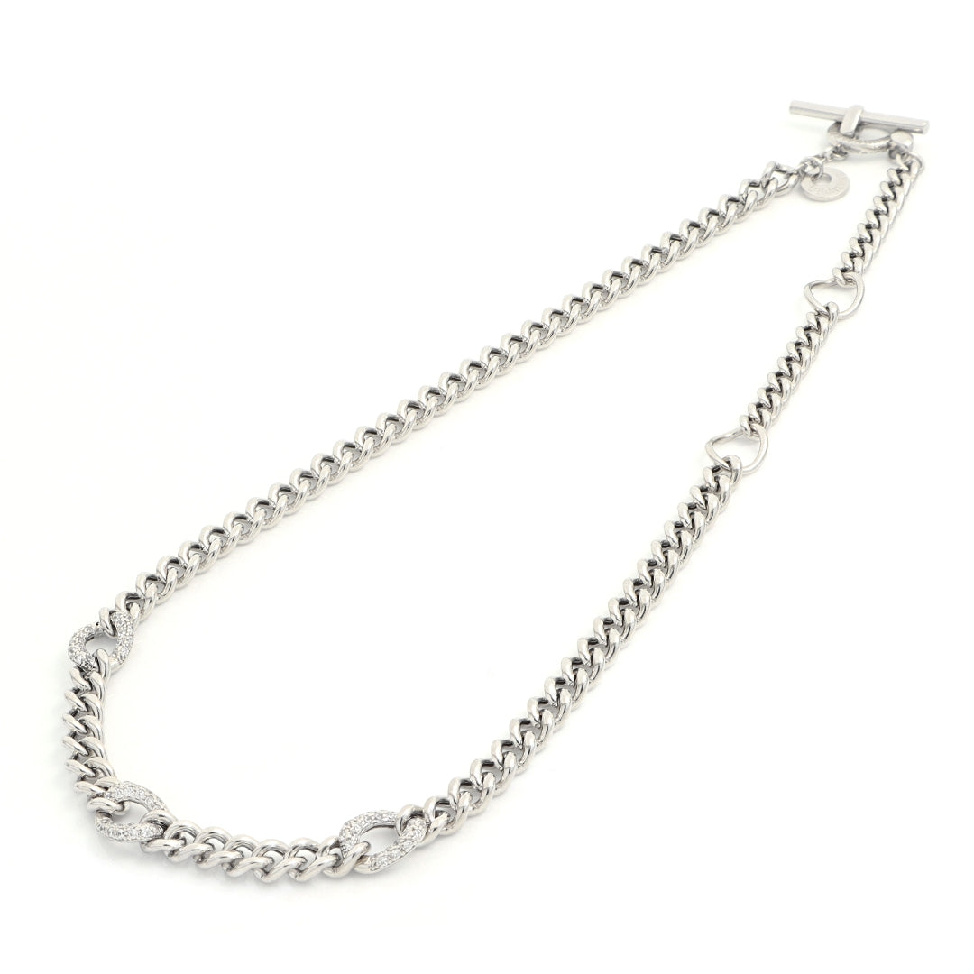 Collana Donna Unoaerre Argento Catena Groumette Zirconi Girocollo 514960