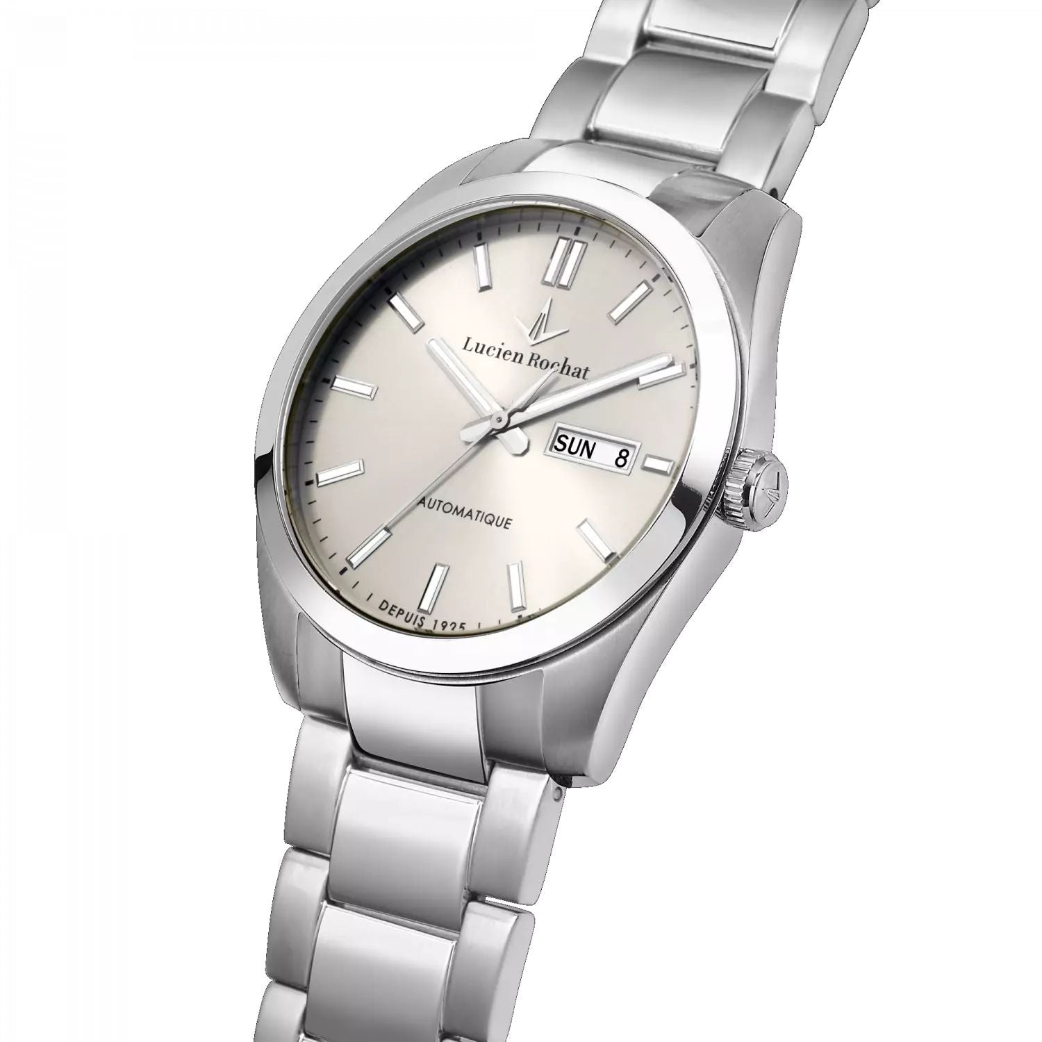 Orologio Uomo Lucien Rochat Acciaio Automatico Doppia Data Bianco R0423114003