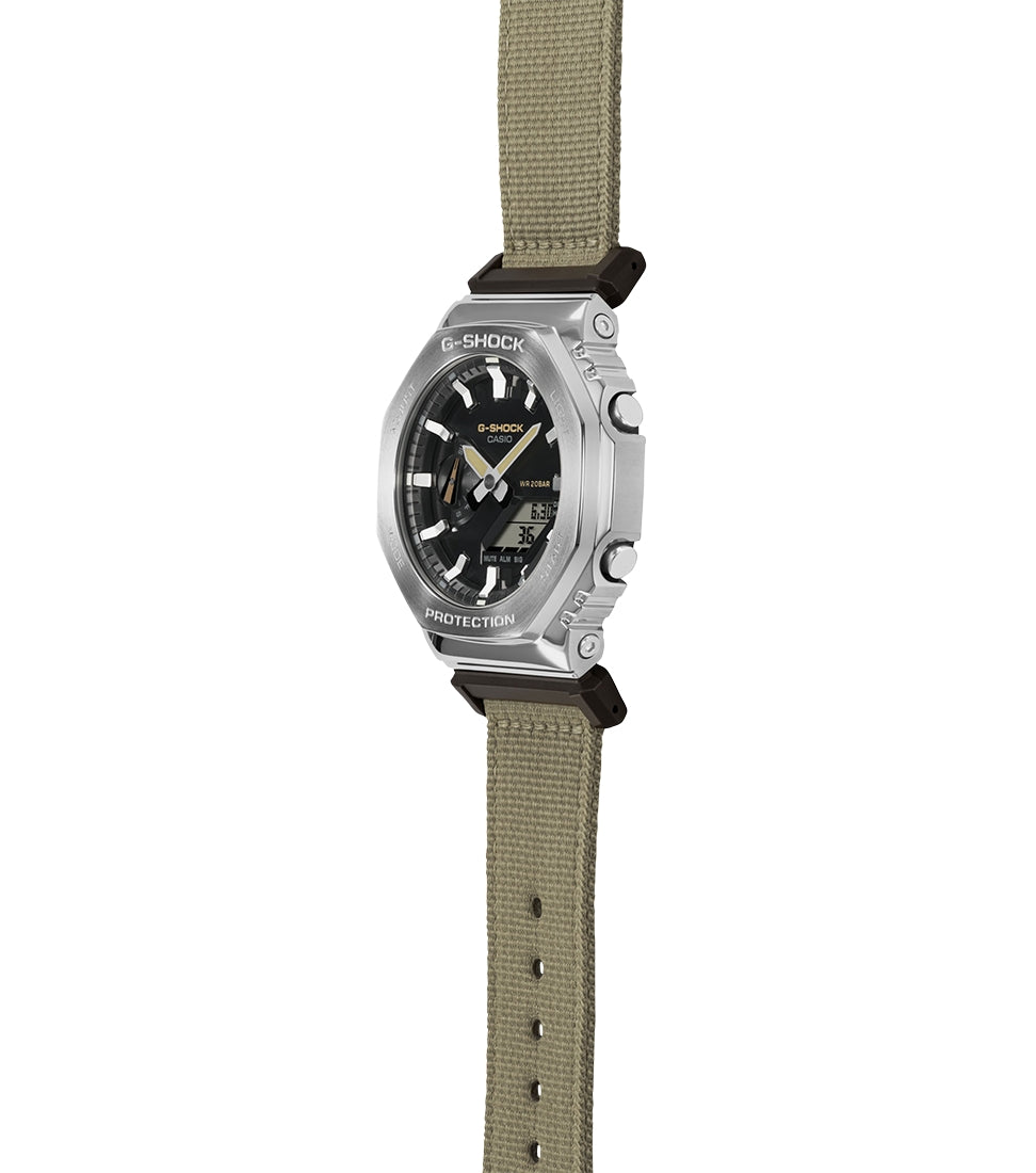 Orologio Uomo Casio G-Shock Acciaio Lucido Tessuto Verde Chiaro GM-2100C-5AER