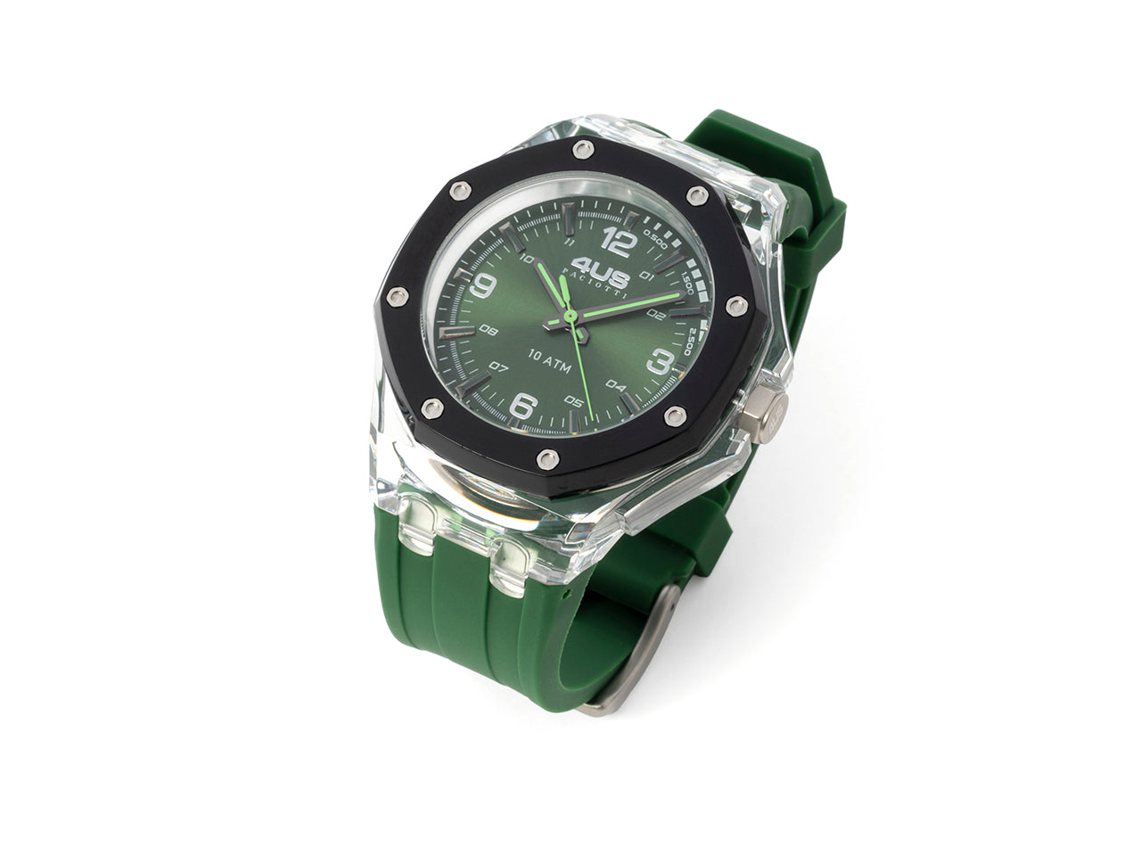 Orologio Uomo 4US Cesare Paciotti Quarzo Solo Tempo Gomma Verde T4ST423