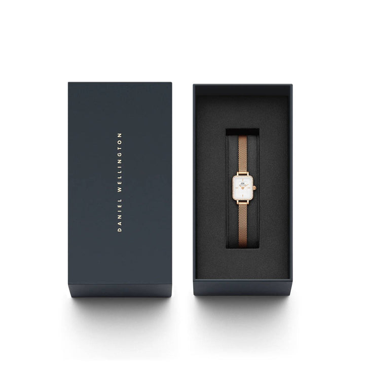 Orologio Donna Daniel Wellington Quadro Mini Acciaio Rosè Zirconi Bianchi DW00100731