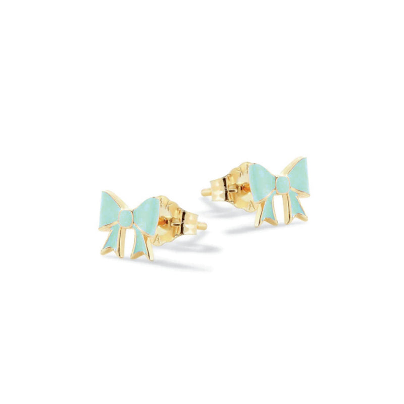 Orecchini Bambina Nanàn Argento Dorato 925 Fiocco Smalto Azzurro NAN0483