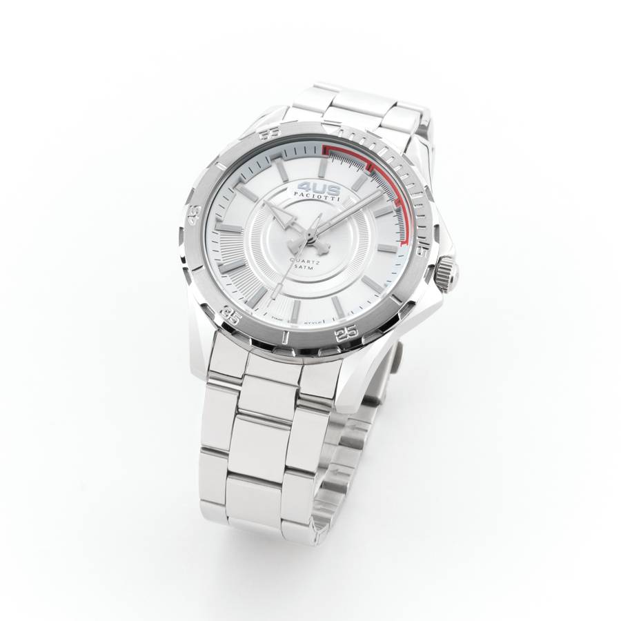 Orologio Uomo 4US Cesare Paciotti Acciaio Quarzo Solo Tempo Bianco Rosso T4LS380