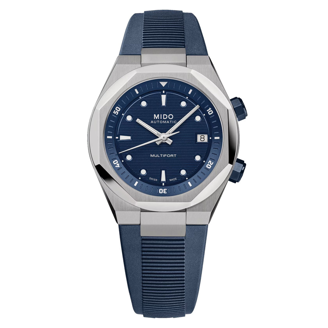 Orologio Uomo Mido Automatico Multifort 8 Due Corone Gomma Blu M0475071704100