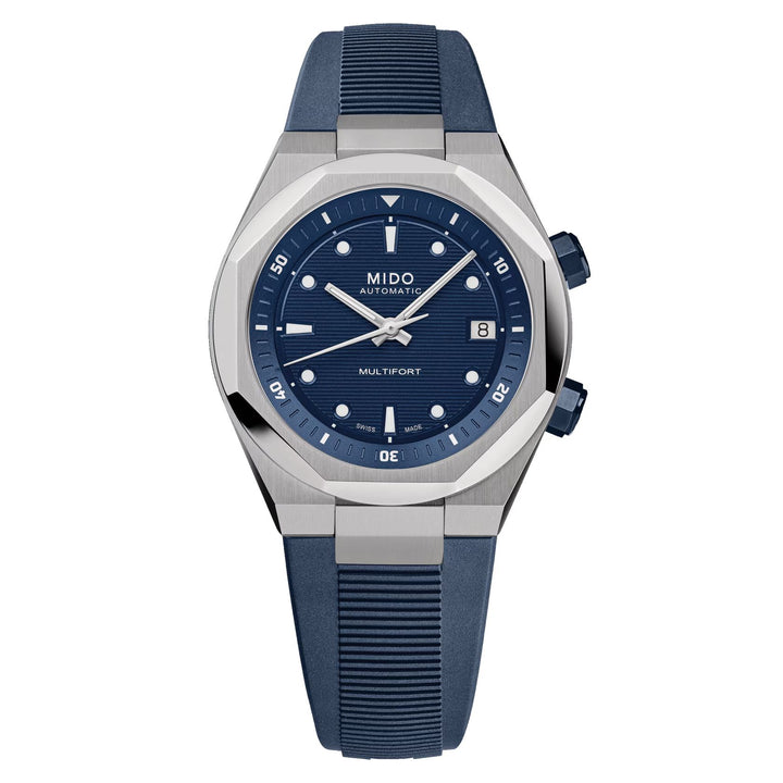 Orologio Uomo Mido Automatico Multifort 8 Due Corone Gomma Blu M0475071704100