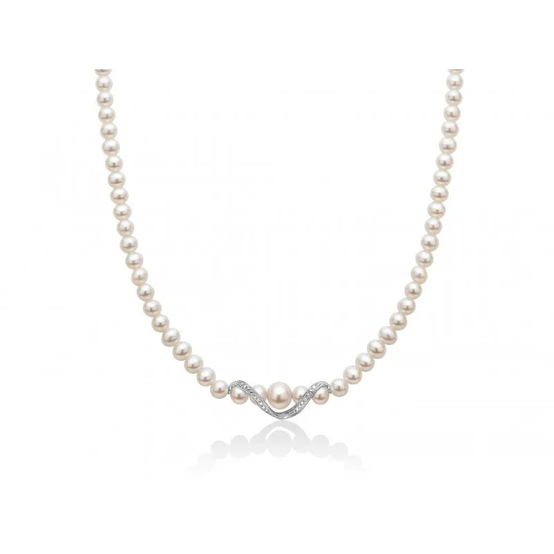Collana Girocollo Perle Miluna Chiusura In Oro Bianco 750 Diamanti PCL5531V