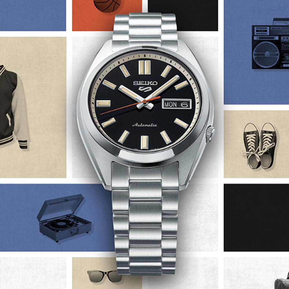 Orologio Uomo Seiko 5 Automatico Nero Riedizione Anni 70 SRPK89K1