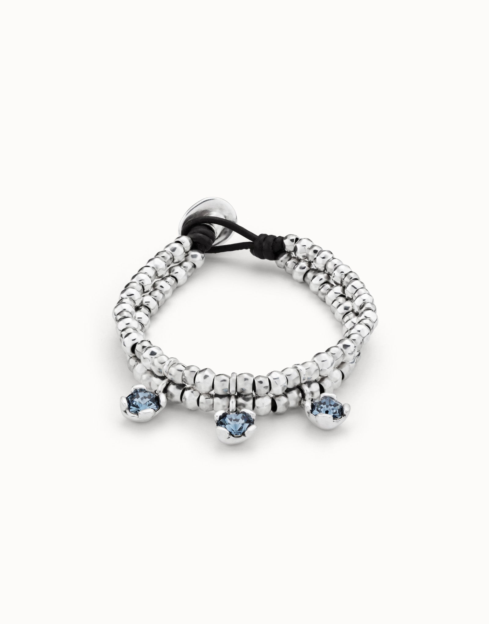 Bracciale Donna Uno De 50 Multifilo Cuoio Marrone e perle PUL2386AZUMTL0M