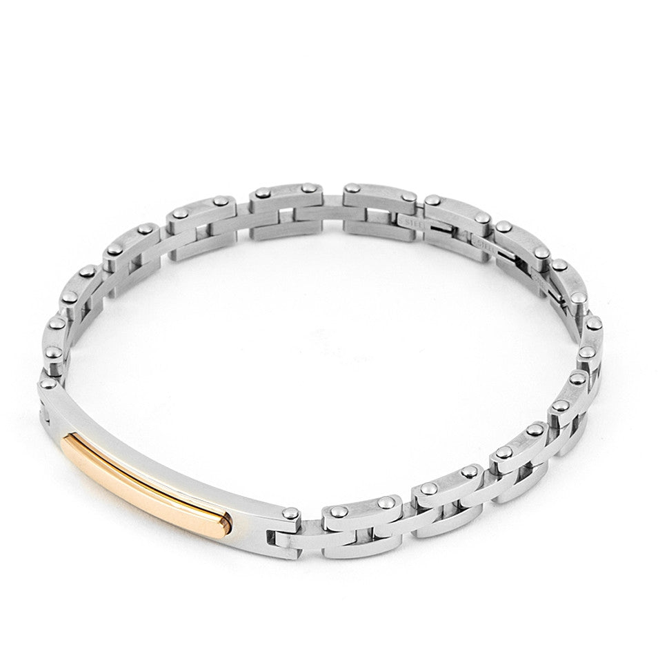 Bracciale Uomo 4US Cesare Paciotti acciaio Bianco con centrale rigido colore rosè 4UBR4429
