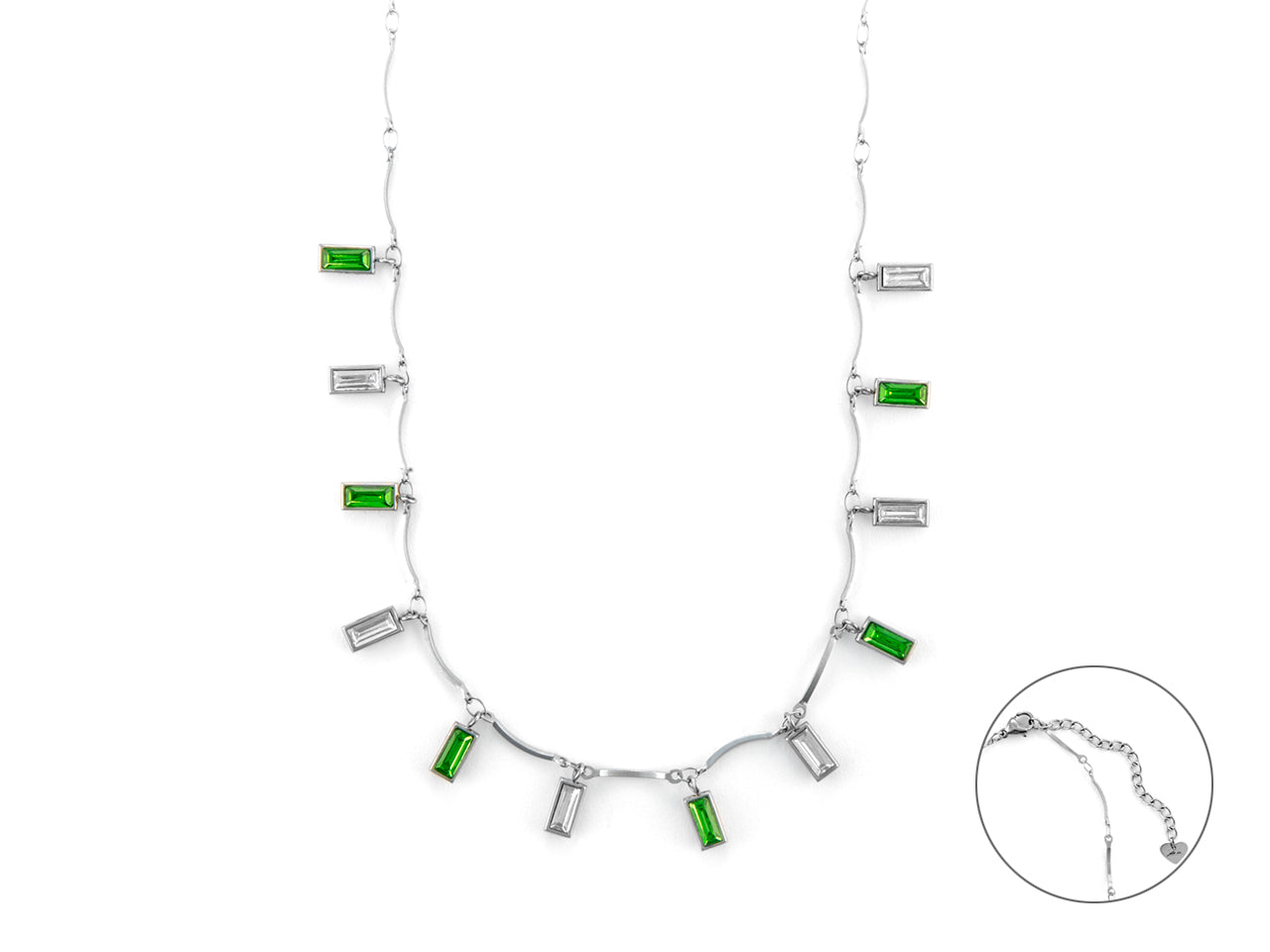 Collana Donna 4US Cesare Paciotti Acciaio Zirconi Bianco Verdi 4UCL6533W