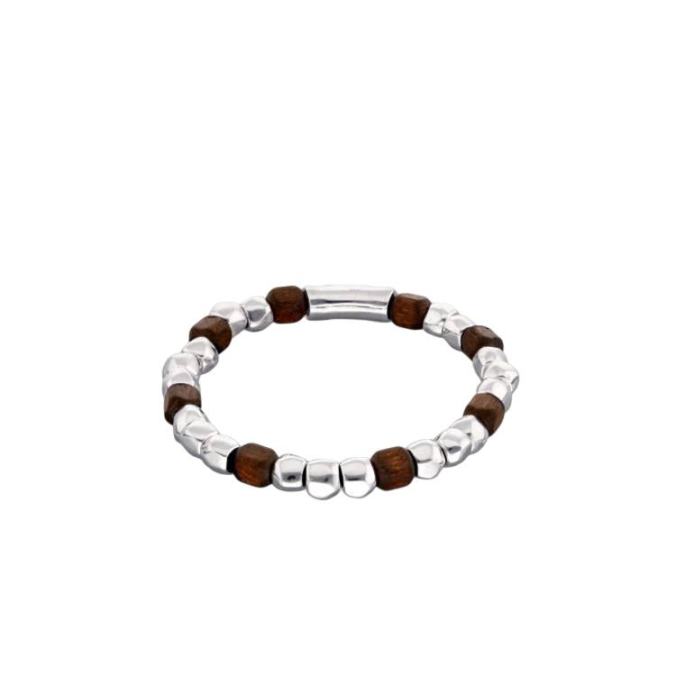 Bracciale Uomo Uno De 50 Sfere Placcato Argento Cristallo Murano Marrone PUL2586MARMTL0L