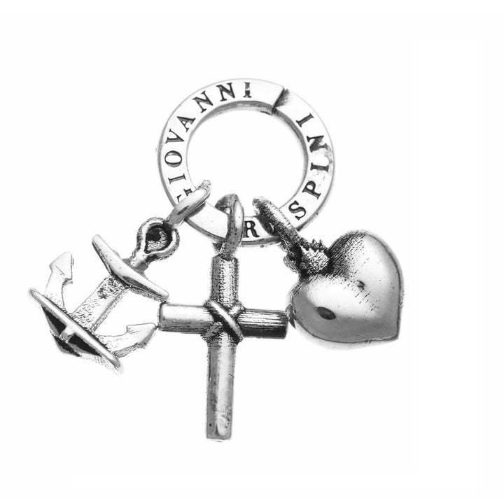 Charm Donna Giovanni Raspini Argento 925 Fede Speranza Carità Realizzato A Mano 10713