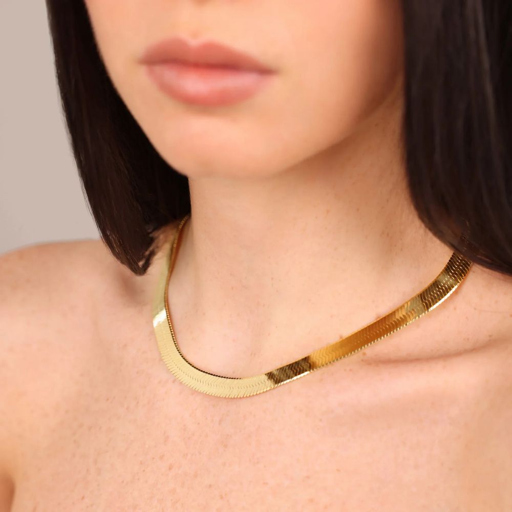 Girocollo Maxi Maglia Snake Liscia in lega placcata oro giallo 18kt  WSET00935.YG-45