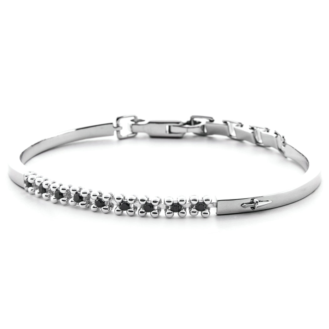 Bracciale Uomo Cesare Paciotti Argento Catena Semirigida Spinelli Neri JPBR5090B