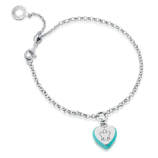 Bracciale Donna Roberto Giannotti Argento 925 Cuore Smalto Acquamarina GIA410