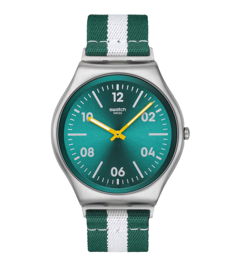 Orologio Unisex Swatch CASUAL STRIPE Skin Verde Bianco SS07S148