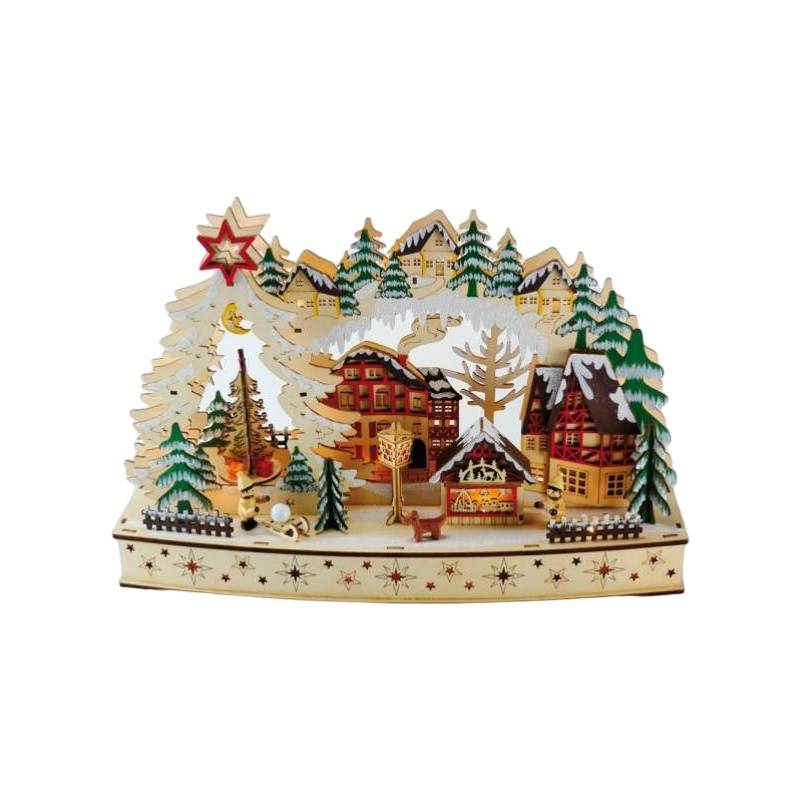 Scultura Natalizia Il Mondo Dei Carillion Paesaggio Città Legno Bosco 64103