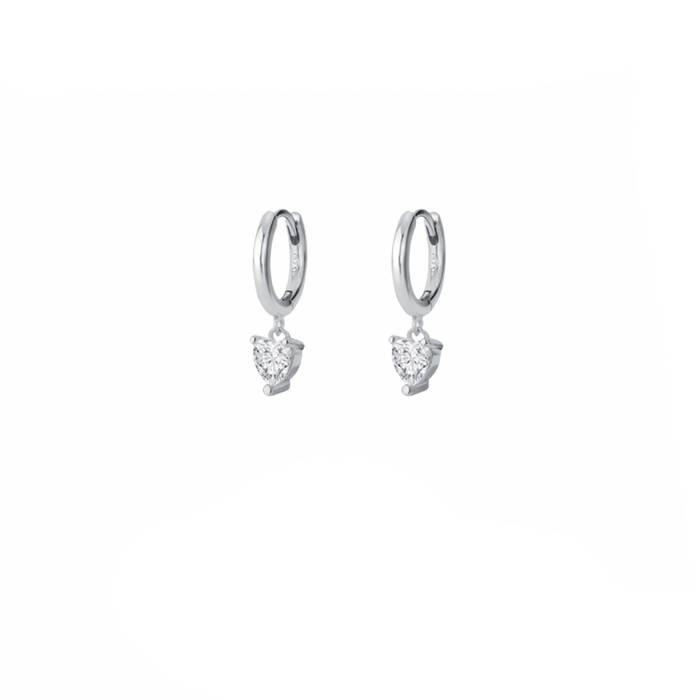 Orecchini Donna Liu Jo Argento 925 Cerchietti Cuore Zirconi Bianchi ALJ274
