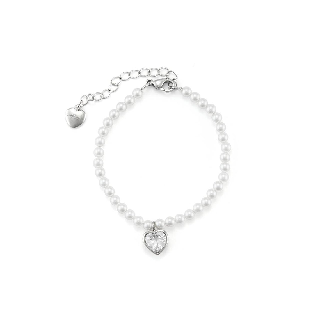 Bracciale Donna 4US Cesare Paciotti Acciaio Perle 4 MM Cuore Zircone 4UBR7129W