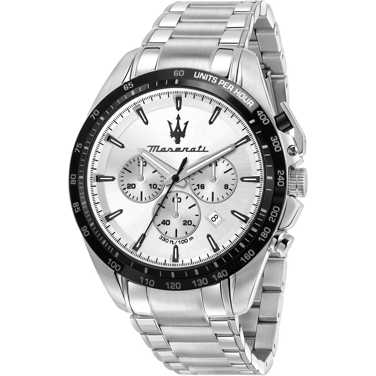 Orologio Uomo Maserati Acciaio Cronografo Quarzo Bianco Nero R8873612049
