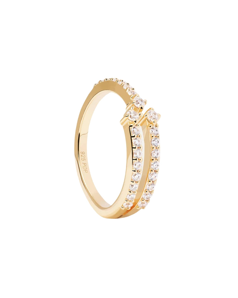Anello Donna PDPaola Argento 925 Dorato Aperto Zirconi Bianchi AN01-865-14