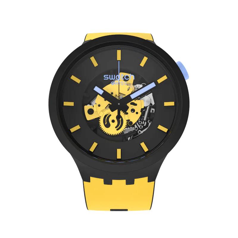 Orologio Uomo Swatch Bioceramic Big Bold Quarzo Solo Tempo Blu SB03B109