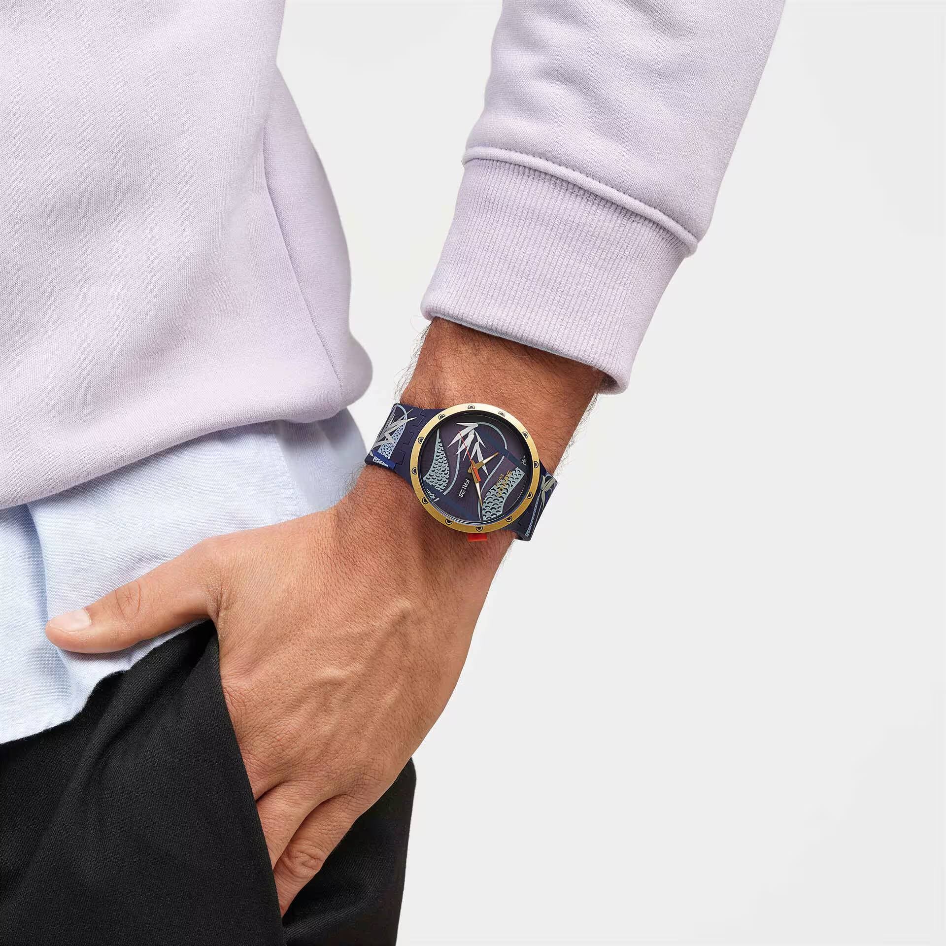 Orologio Unisex Swatch Blue And Golden Lithe Dancer Capodanno Cinese SB05Z700