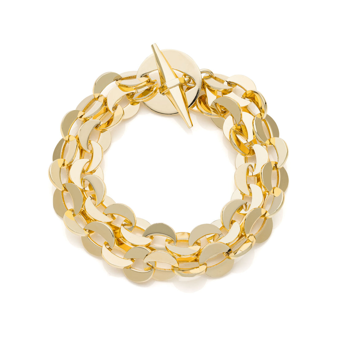 Bracciale Donna Unoaere Bronzo Dorato Doppio Filo Dischetti 555875