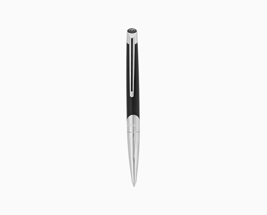 Penna Uomo Dupont Sfera Roller Acciaio Lucido Nero Specchio 405706