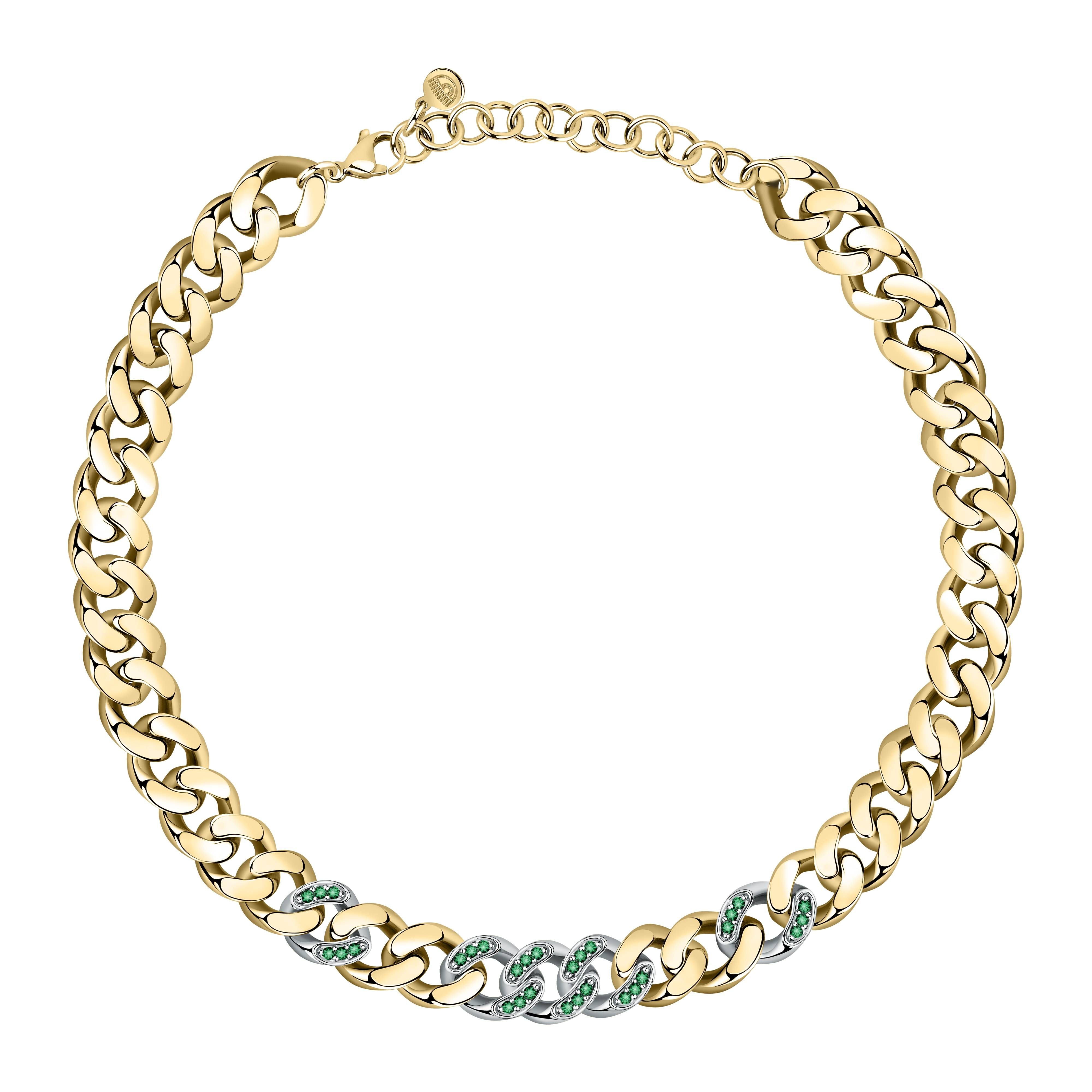 Collana Donna Chiara Ferragni Dorata Zirconi Verdi Catena Groumette