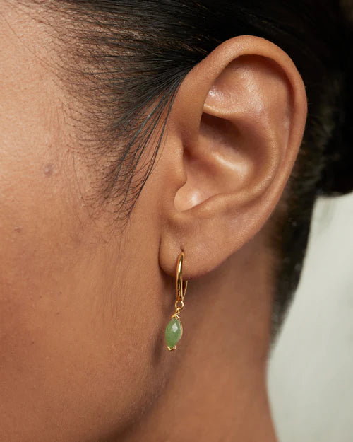 Orecchini Donna PDPaola Argento Dorata 925 Cerchi Pietra Verde Pendente AR01-A07-U