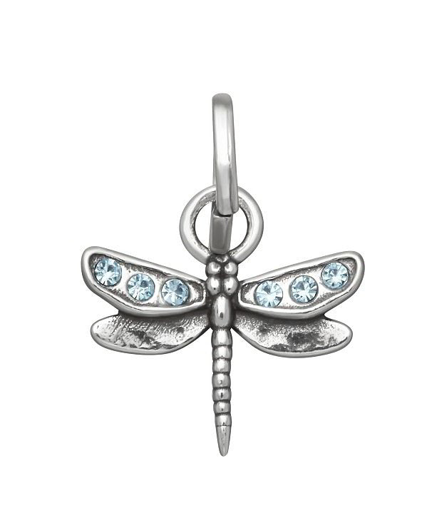 Charm Donna Giovanni Raspini Argento 925 Mini Libellula Crystal Celeste 12185