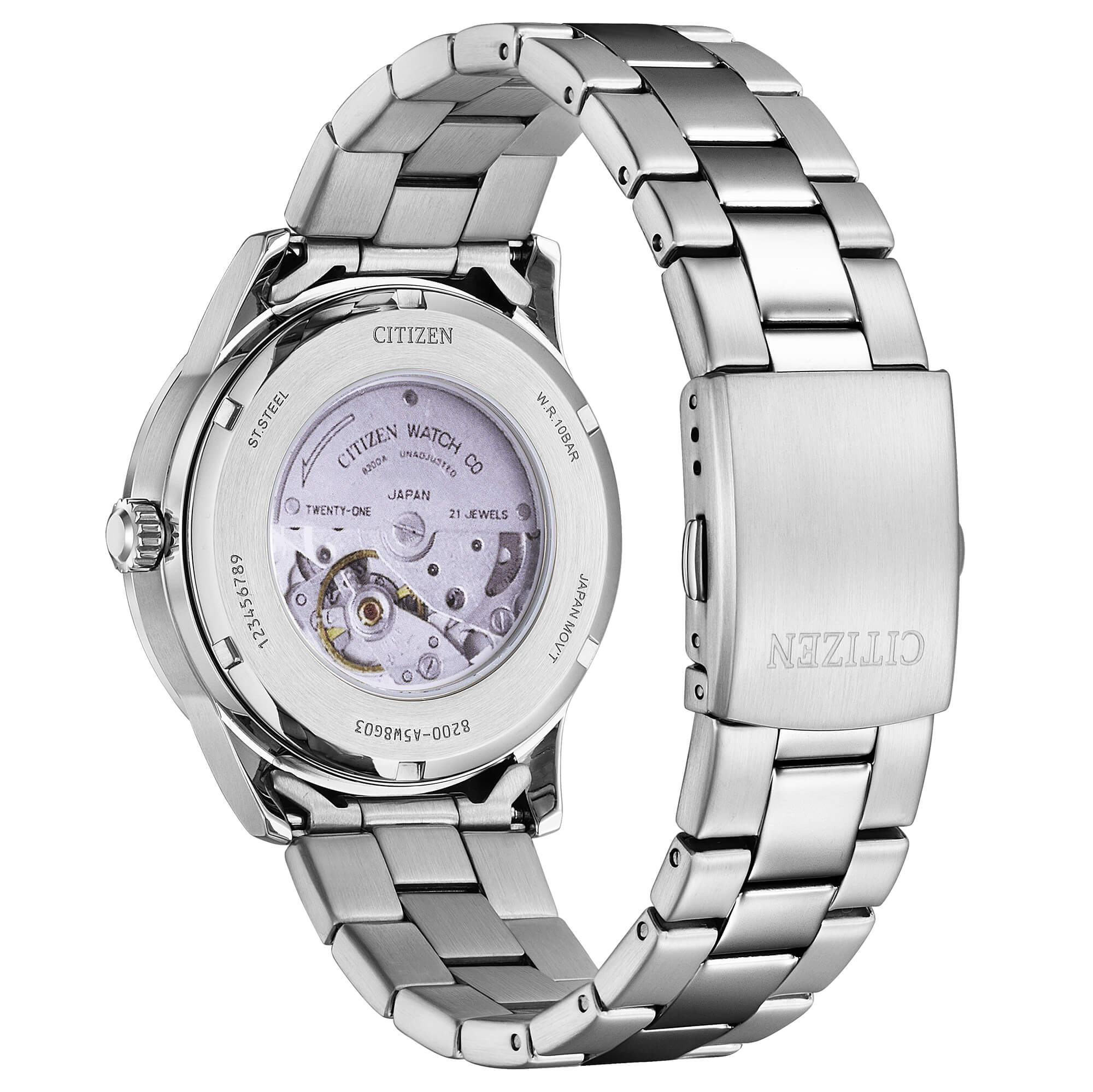 Orologio Uomo Citizen Automatico Grigio Doppia Data Acciaio Bianco NH8400-87A
